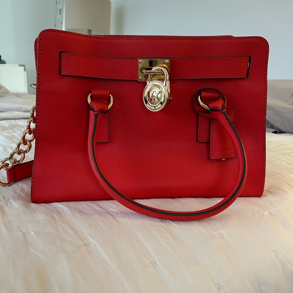 Michael Kors Red Satchel Tote Bag - Picture 2 of 7